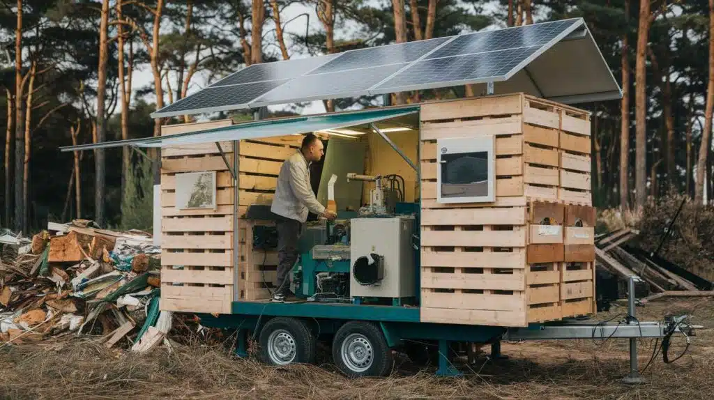 Une mini-usine itinérante convertit les déchets de bois en énergie verte